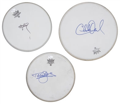 Lot of (3) Drumheads Signed by Willie Nelson, Tom Jones & Charlie Daniels (JSA)